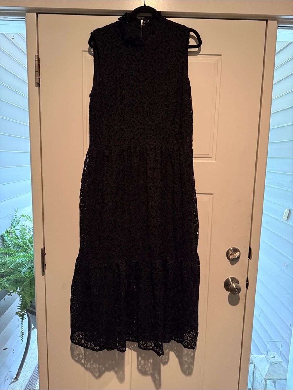 Chico's Black Lace High-Neck Midi Dress